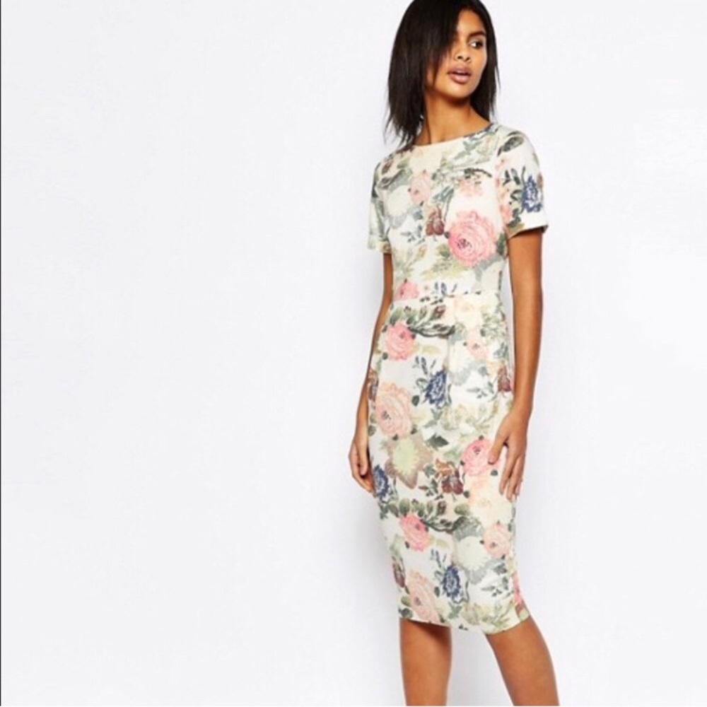 ASOS wiggle floral midi dress